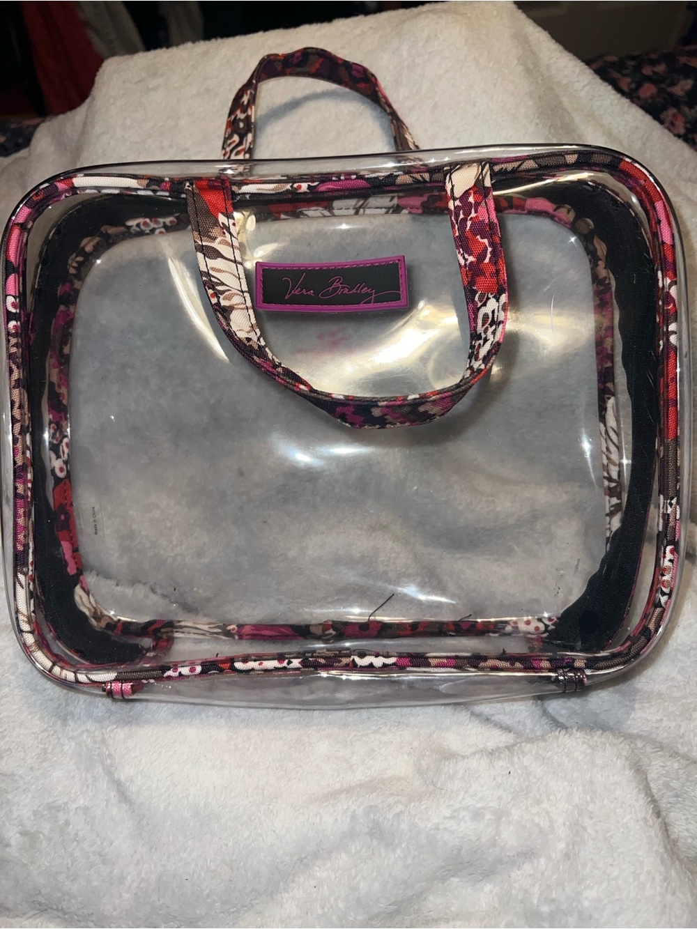 Vera Bradley clear plastic floral cosmetic travel case